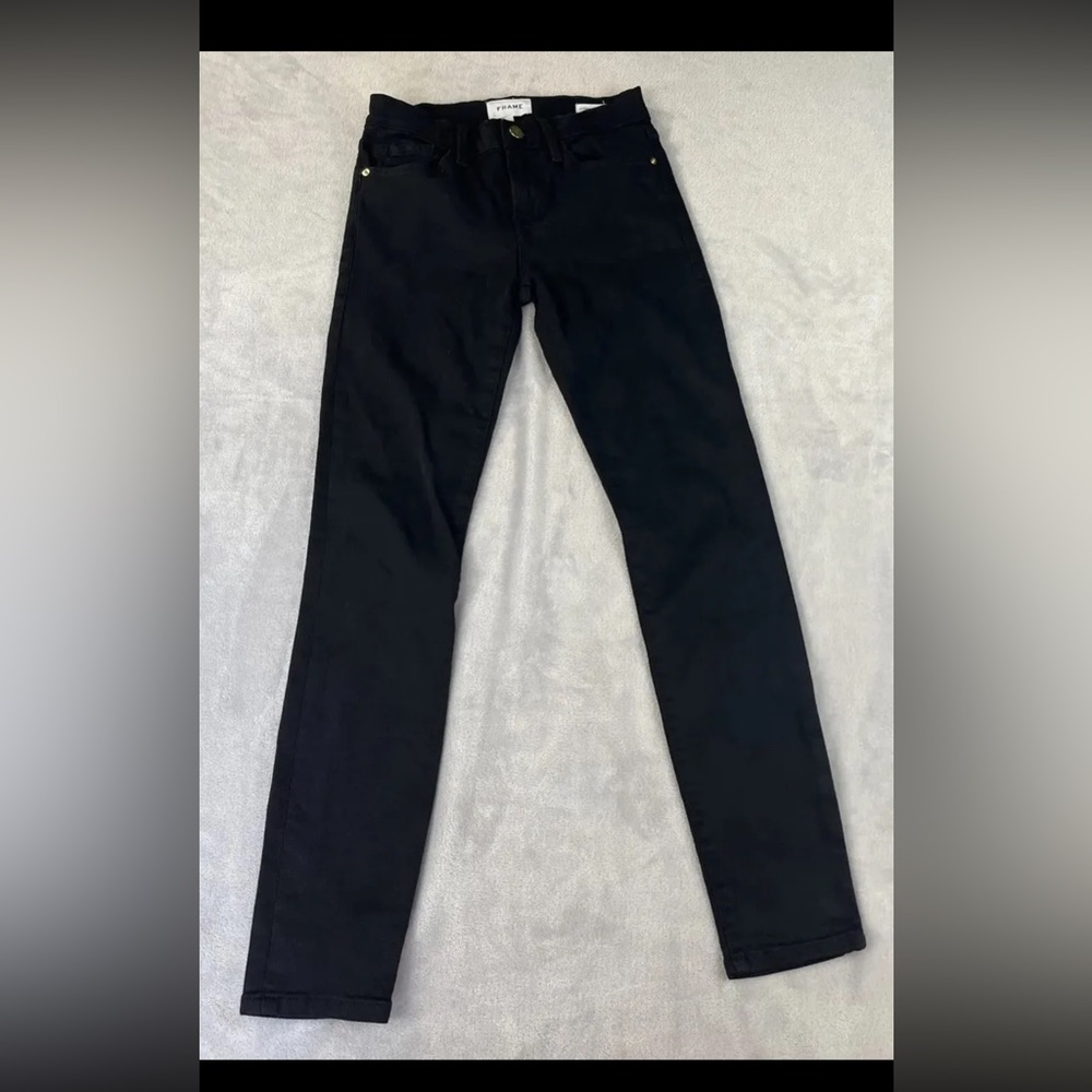 Frame womens black denim skinny crop jeans size 25